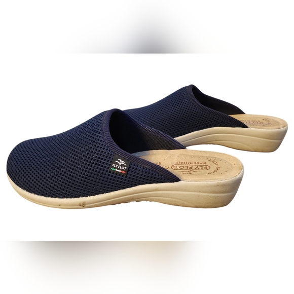 Flyflot Navy Blue Mule Shoes, Italian Shoes, Italian Mules, Fly Flot Size 40 / 8 - Picture 4 of 6